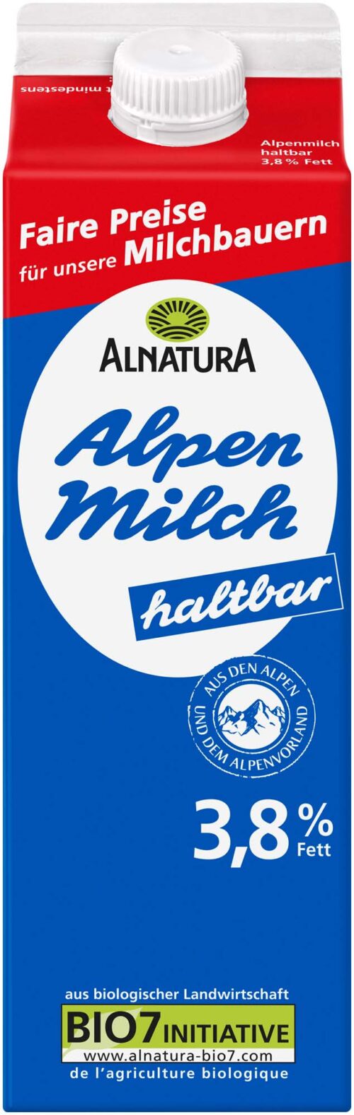 Alnatura Bio Alpenmilch haltbar 3,8% 1l